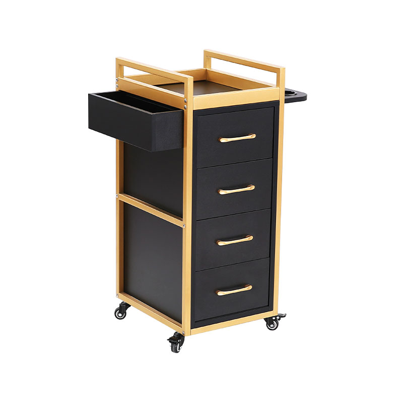 HZ2069BK / HZ2069W Carrinho para salão de beleza preto e dourado