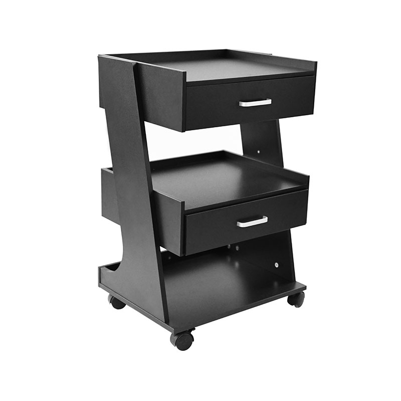 HZ2082BK / HZ2082 Carrinho de salão de beleza com rodas, carrinho de rolamento, estação de barbeiro com gavetas