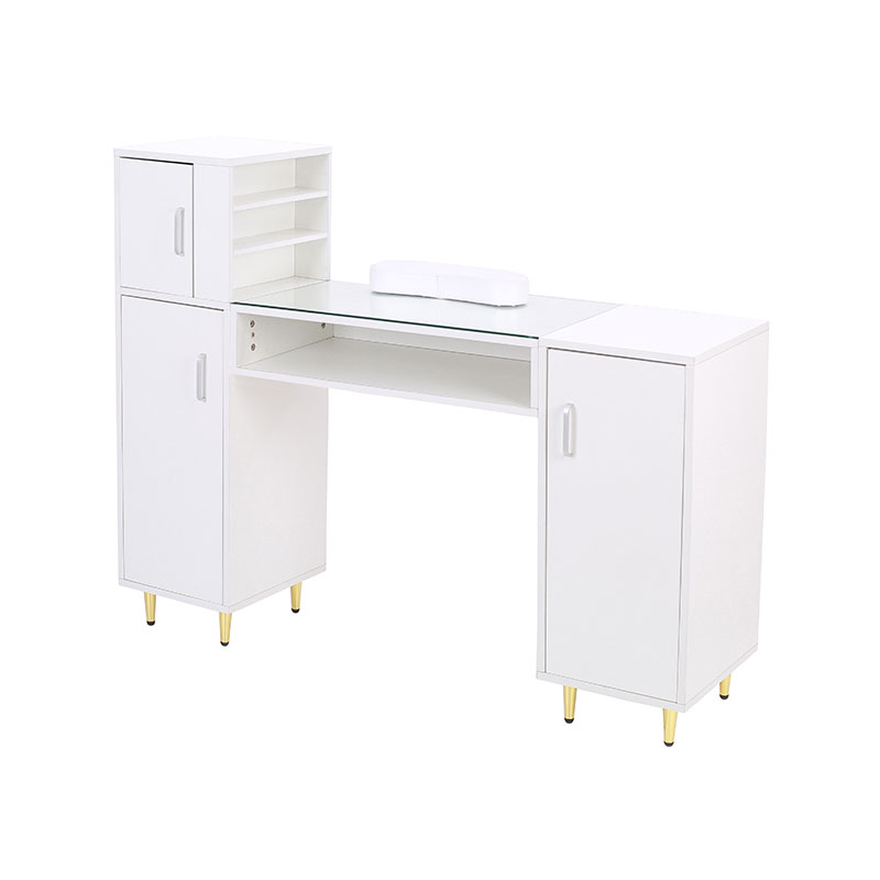 HZ2024BK / HZ2024W Mesa de manicure com tampo de vidro para unhas