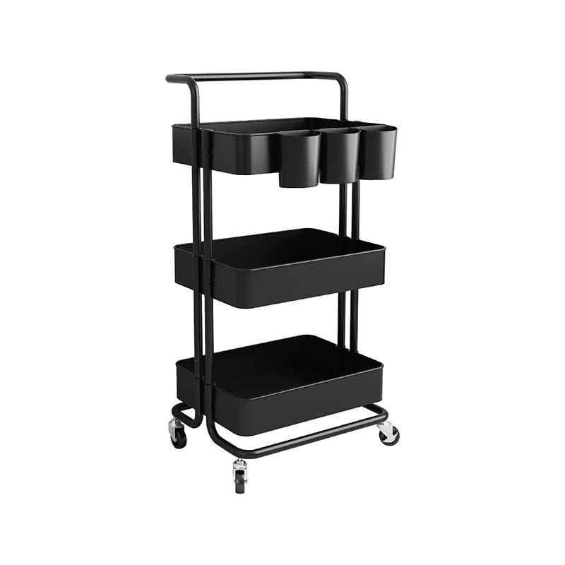 HZ2036 Carrinho utilitário de carrinho de armazenamento de 3 camadas com copos pendurados extras