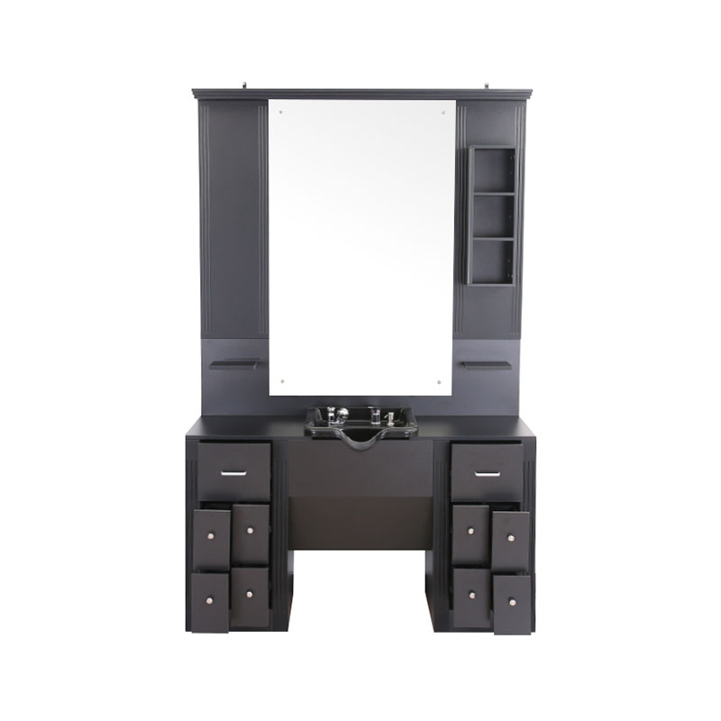 HZ2039 Vaidade de maquiagem grande preta com armários de luz