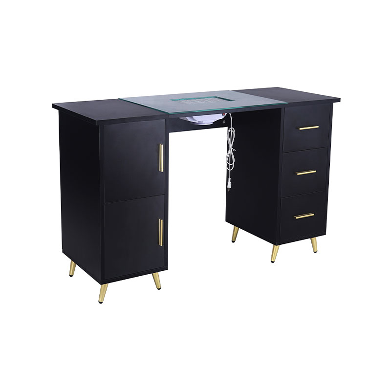 HZ2042PK / HZ2042BK Mesa de manicure para unhas para tecnologia de unhas com tampo de vidro e descanso de pulso