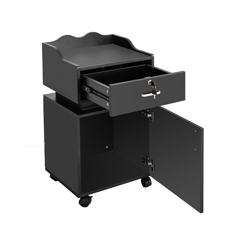 Armário de armazenamento de estação de salão preto HZ2021 com rodas