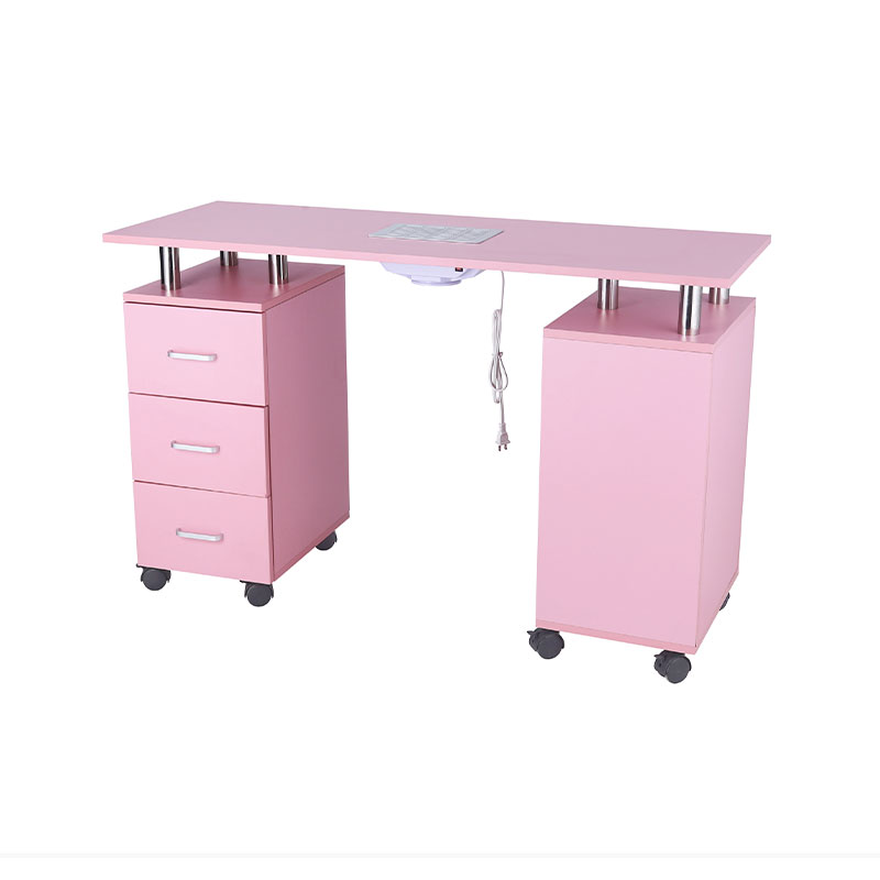 HZ2041 Mesa de manicure rosa para tecnologia de unhas