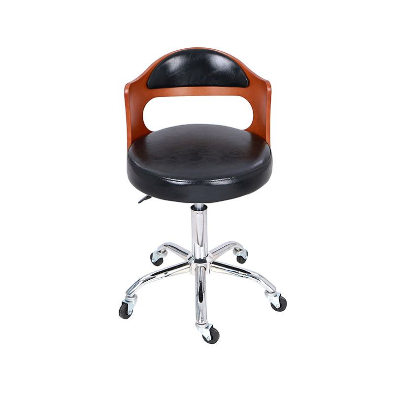 HZ8828 Assento preto com banco de salão giratório com encosto de madeira