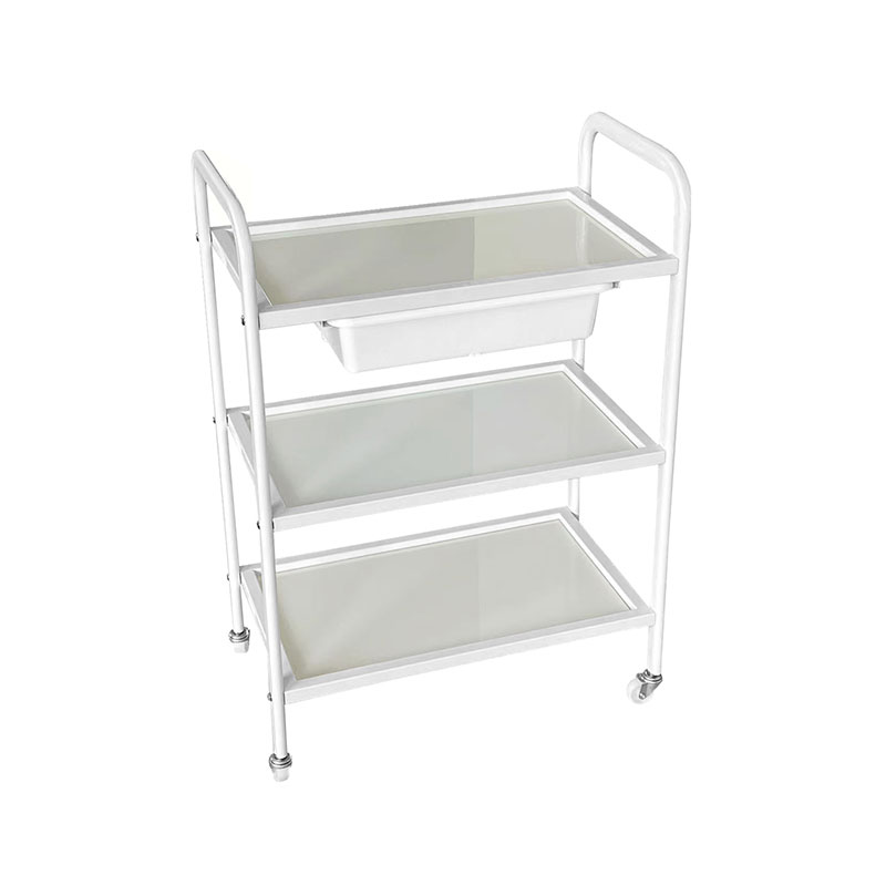 HZ2002BZ / HZ2002Z Carrinho de salão de rolamento, bandeja de vidro e estrutura de metal