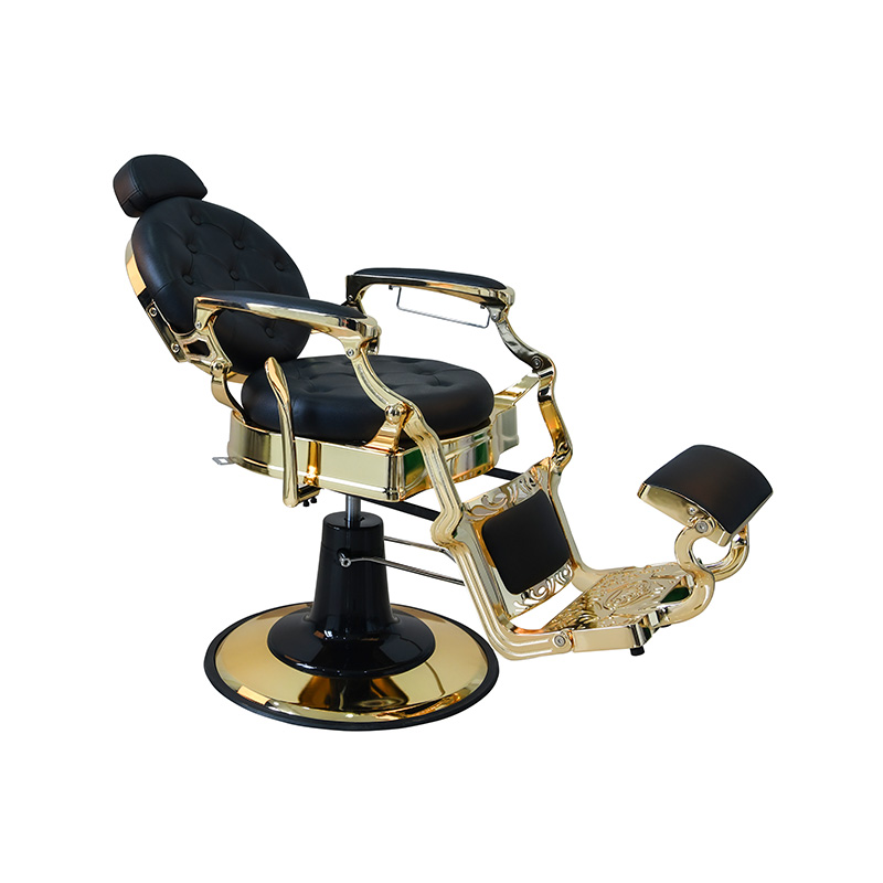HZ8799AGD Cadeira de barbeiro vintage preta banhada a ouro