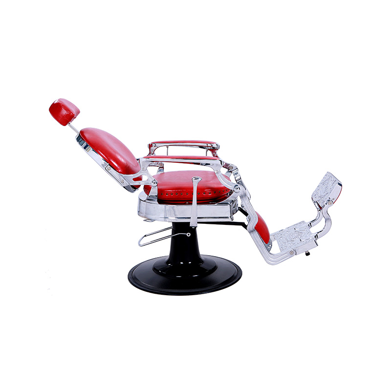 HZ8799DR Cadeira de barbeiro com moldura prateada brilhante vermelha