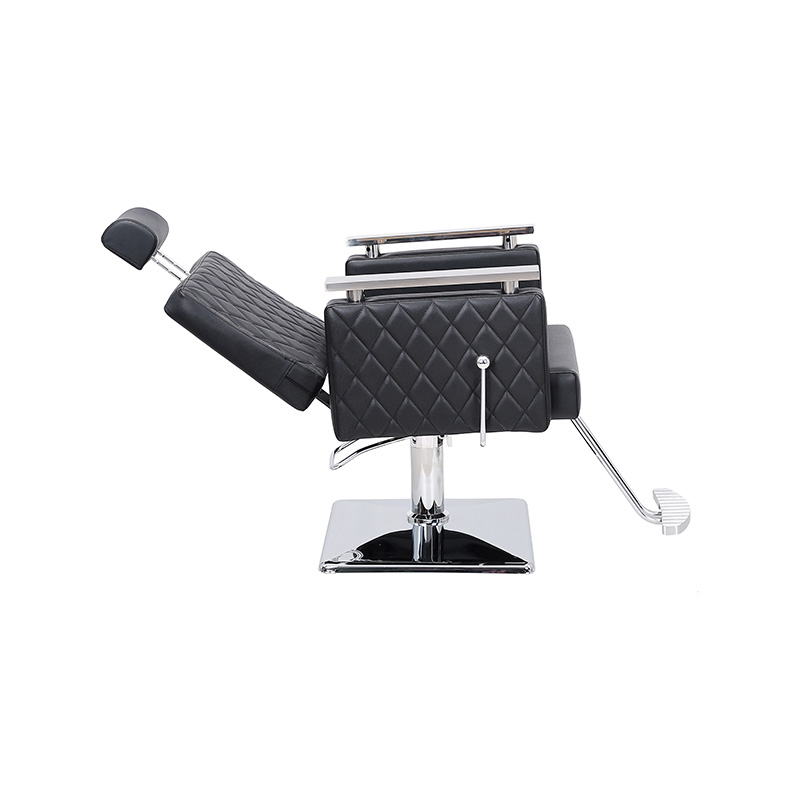 HZ8803D Cadeira de salão reclinável com encosto quadrado diamante preto
