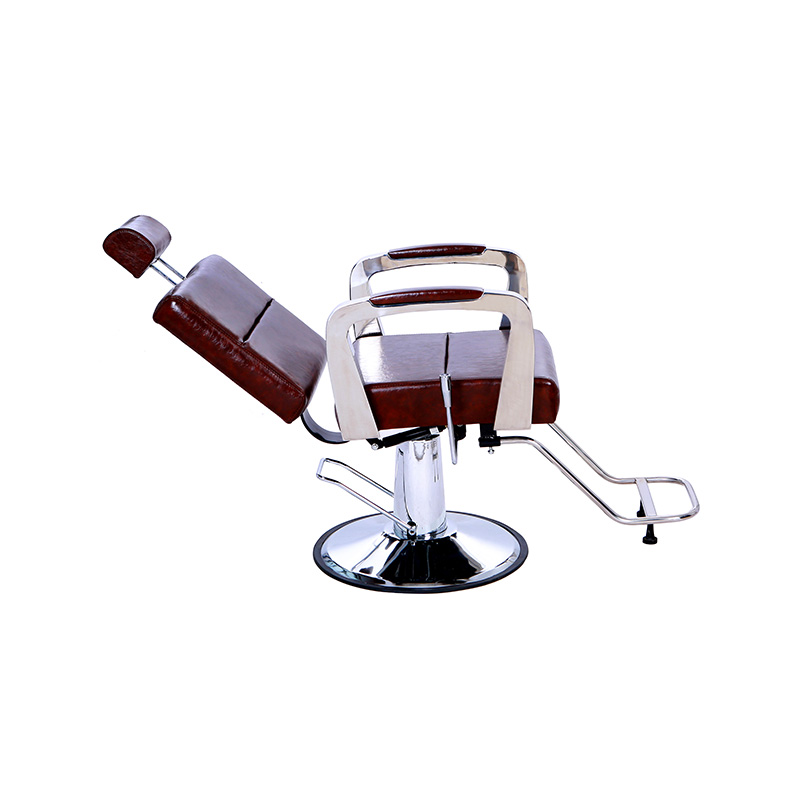 HZ8744 Cadeira de salão multifuncional marrom com apoio de braço prateado
