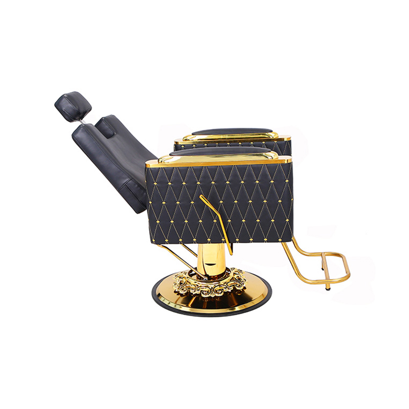 HZ88203 Luxuosa cadeira de salão com altura ajustável, equipamento de estilo preto e dourado