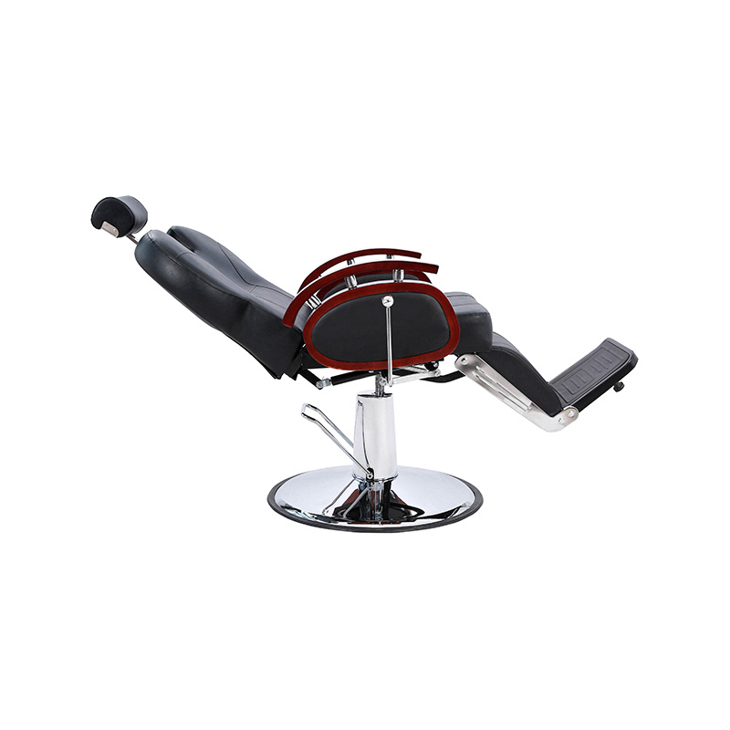HZ8705B Preto com corrimão de madeira cadeira de barbeiro reclinável hidráulica