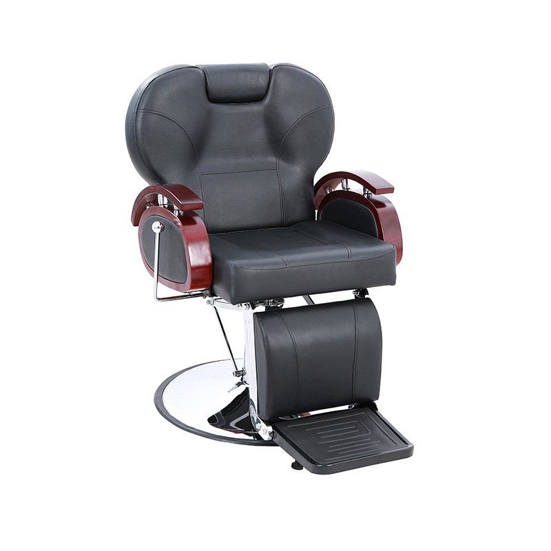 HZ8705B Preto com corrimão de madeira cadeira de barbeiro reclinável hidráulica