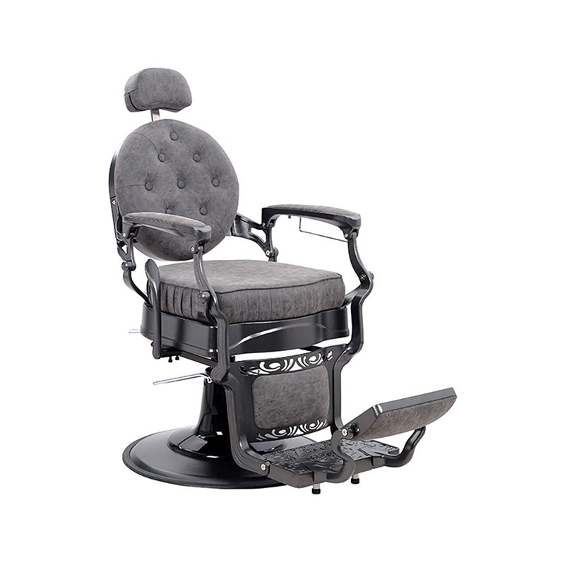 HZ8799M Cadeira de cabeleireiro retrô hidráulica com almofada quadrada cinza