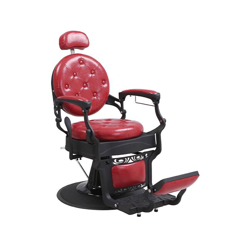 HZ8799MS Cadeira de barbeiro vintage em linho lavado cor de vinho